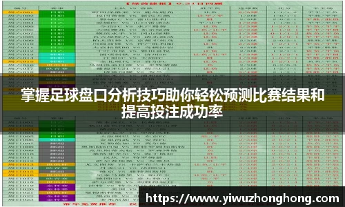 掌握足球盘口分析技巧助你轻松预测比赛结果和提高投注成功率